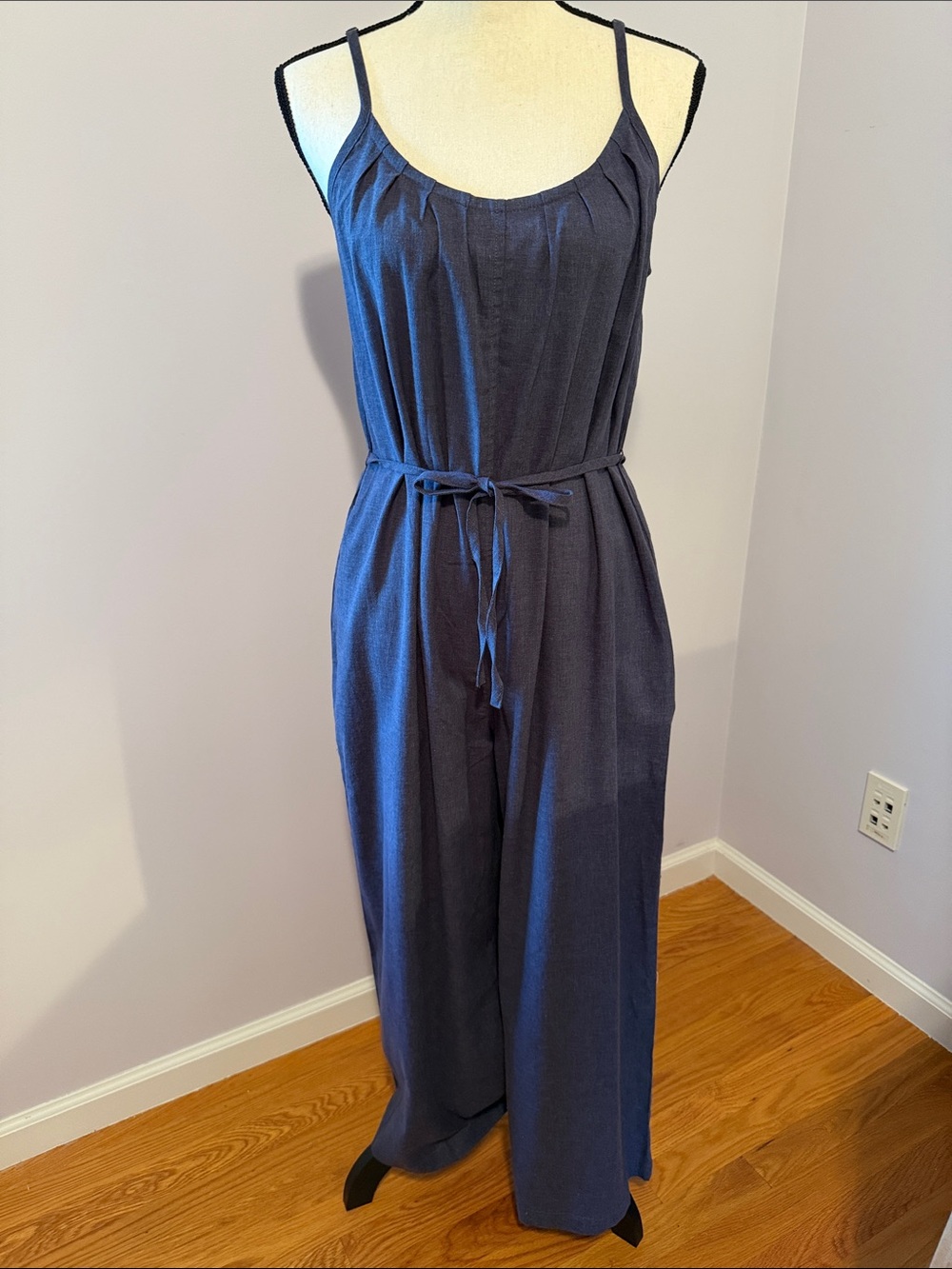 Toad&Co Navy Sleeveless Wide-Leg Jumpsuit with Tie Waist